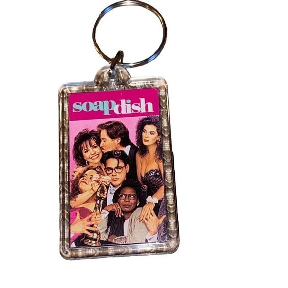 Vintage Keychain SOAP DISH Key Ring Acrylic Fob 1991 ROMANCE MOVIE Paramount Pic - Picture 3 of 3